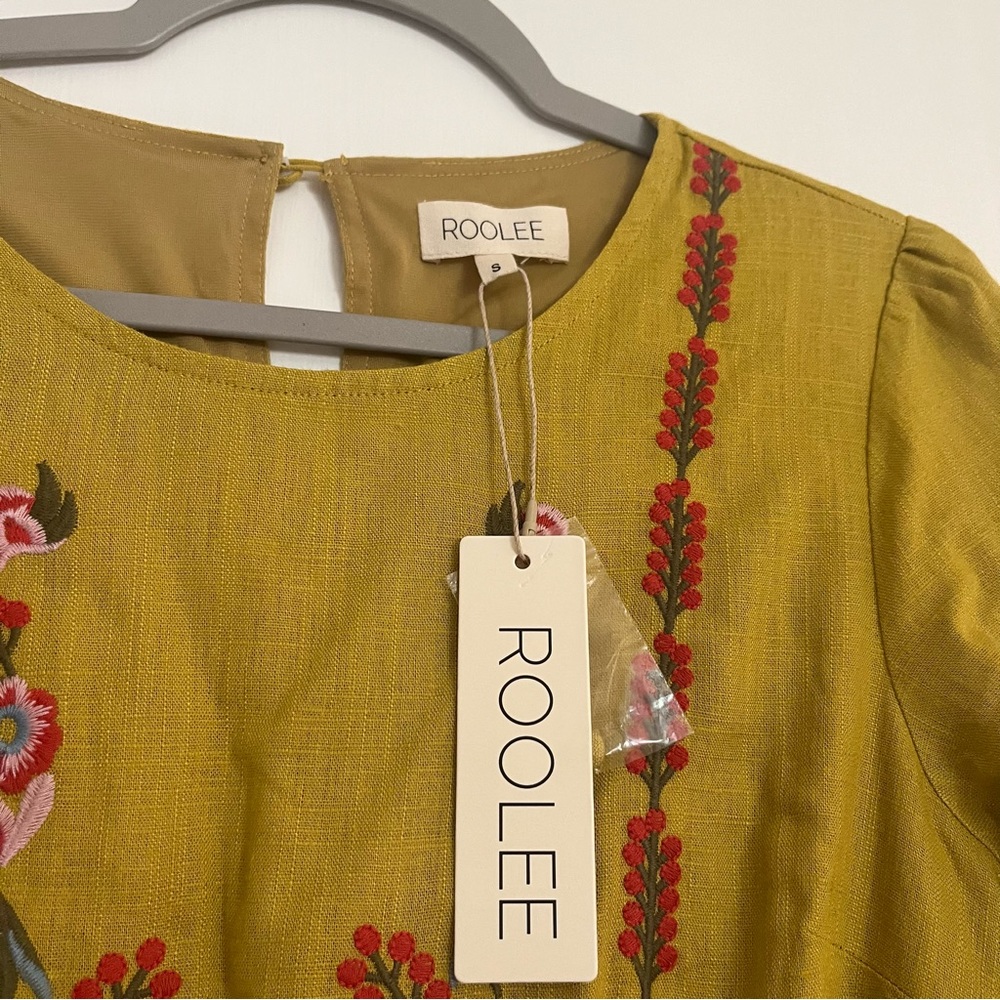 Mustard Embroidered Dress Roolee - Picture 2 of 4